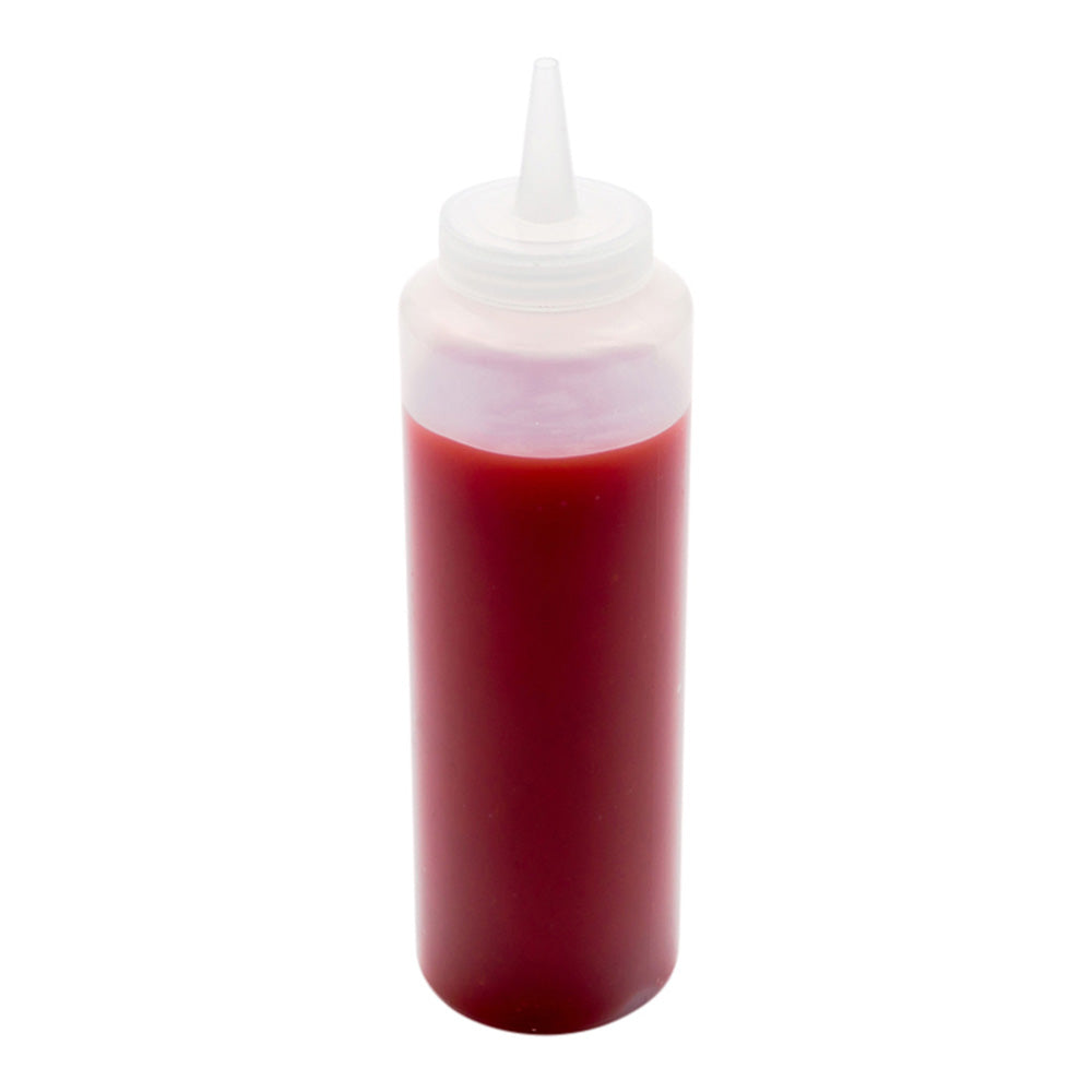 Sauce Tek 12 oz Clear Plastic Squeeze Bottle - Precision Tip - 2 1/4" x 2 1/4" x 8" - 6 count box